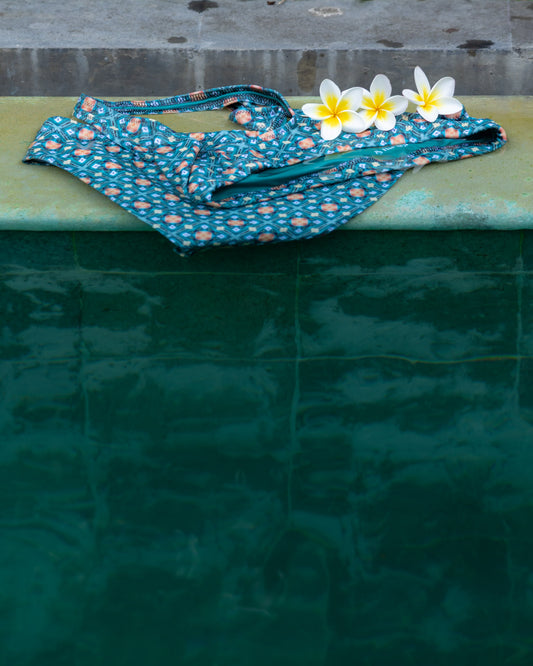 Emerald green mosaic print recycled high-waisted bikini