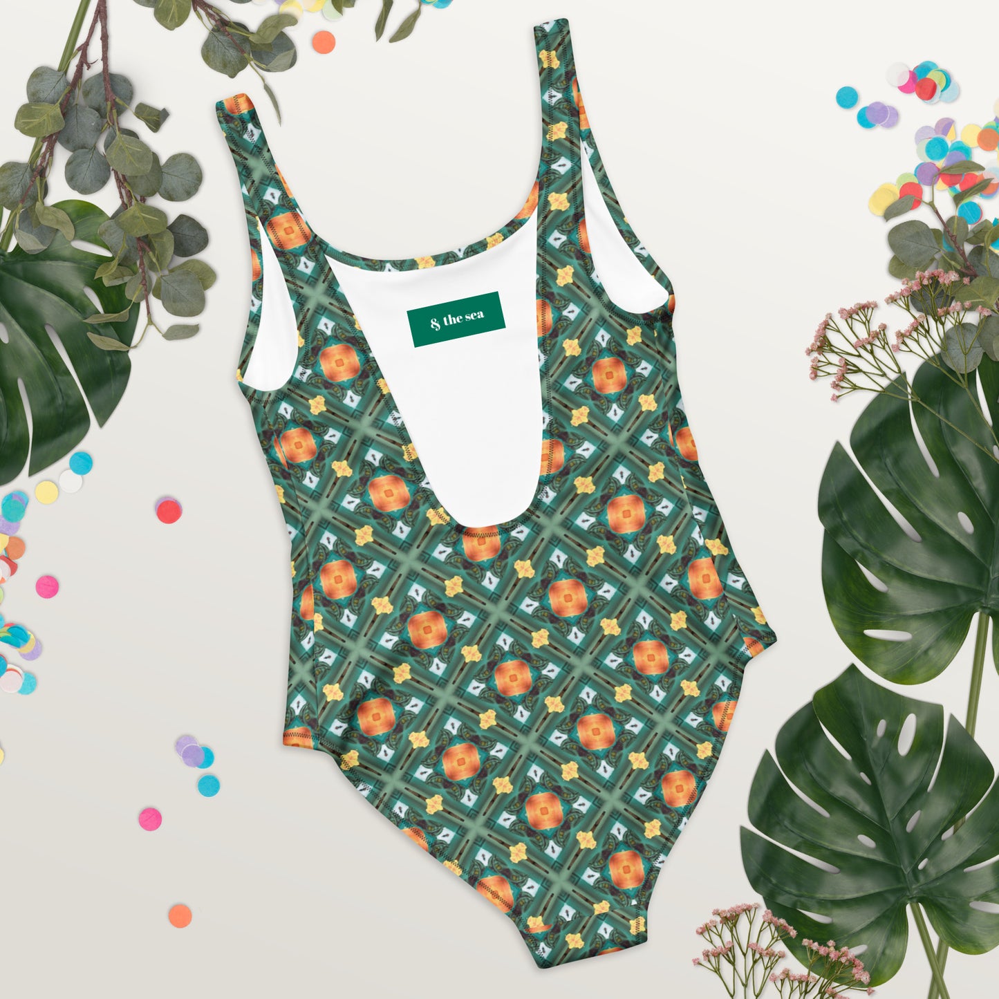 Emerald Green Mosaic Print One-Piece Swimsuit