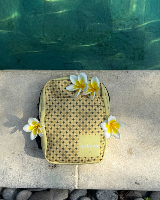 Sanur yellow mosaic printed utility crossbody bag