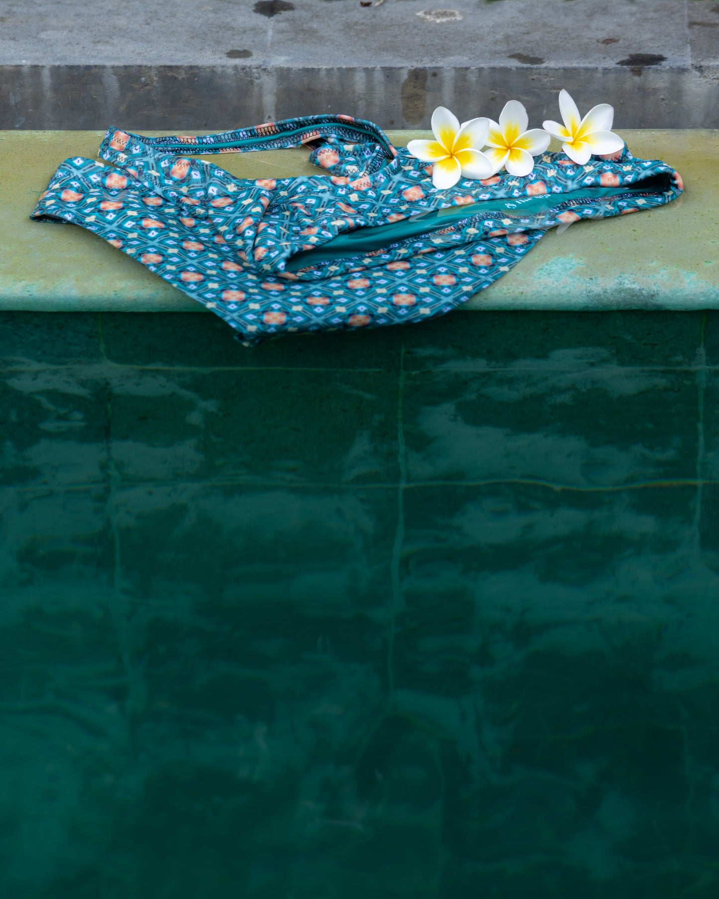 Emerald green mosaic print recycled high-waisted bikini