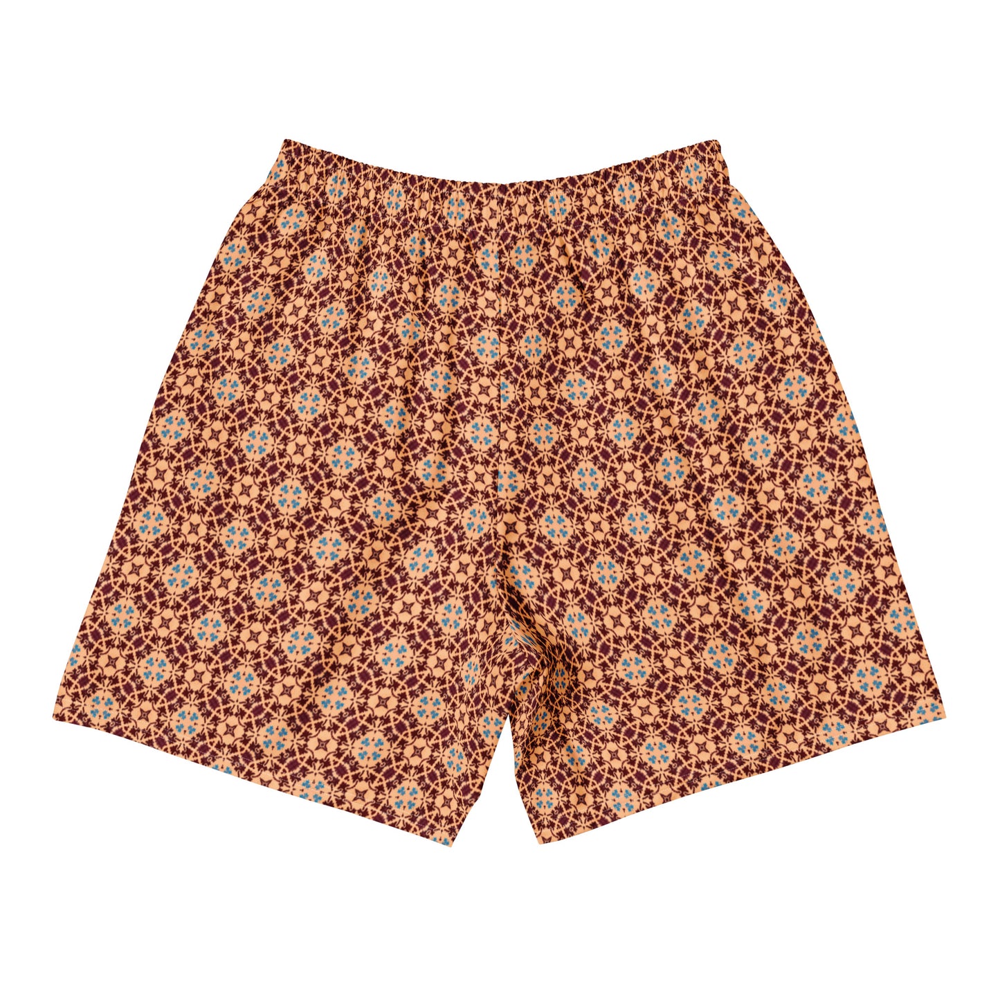 Porto Blue and Rust Mosaic Print Unisex Athletic Long Shorts